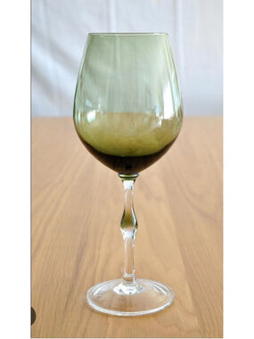 3 VTG 1960’s Italian Green Handblown Wine Glass Bamboo Style Stem 9 7/8” RARE